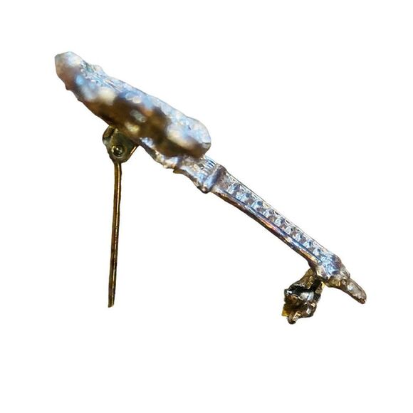 Vintage Paris gold tone & clear rhinestones Eiffel Tower pin brooch 1.25 inches - Picture 2 of 4